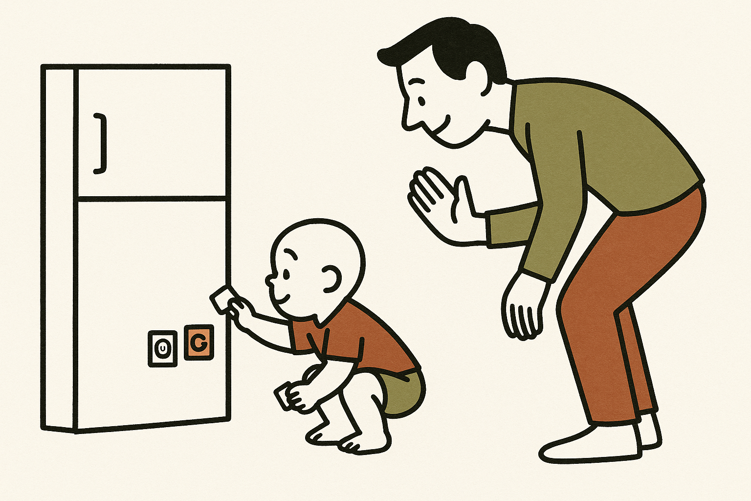 스티커 배달 스쿼트 놀이 일러스트