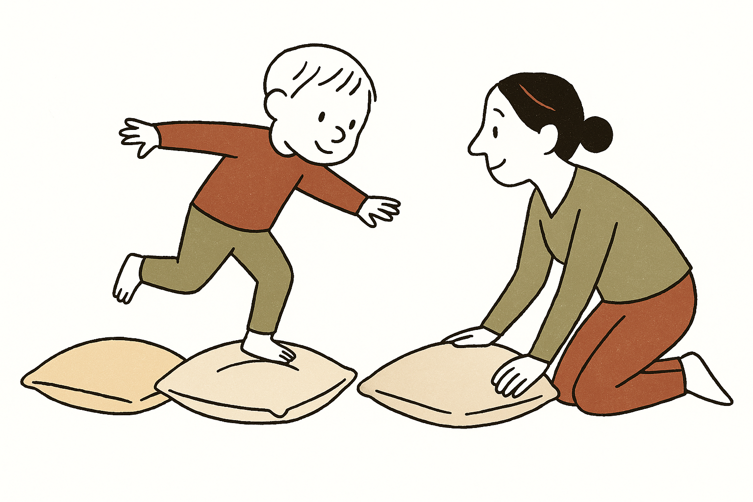 베개 징검다리 놀이 일러스트