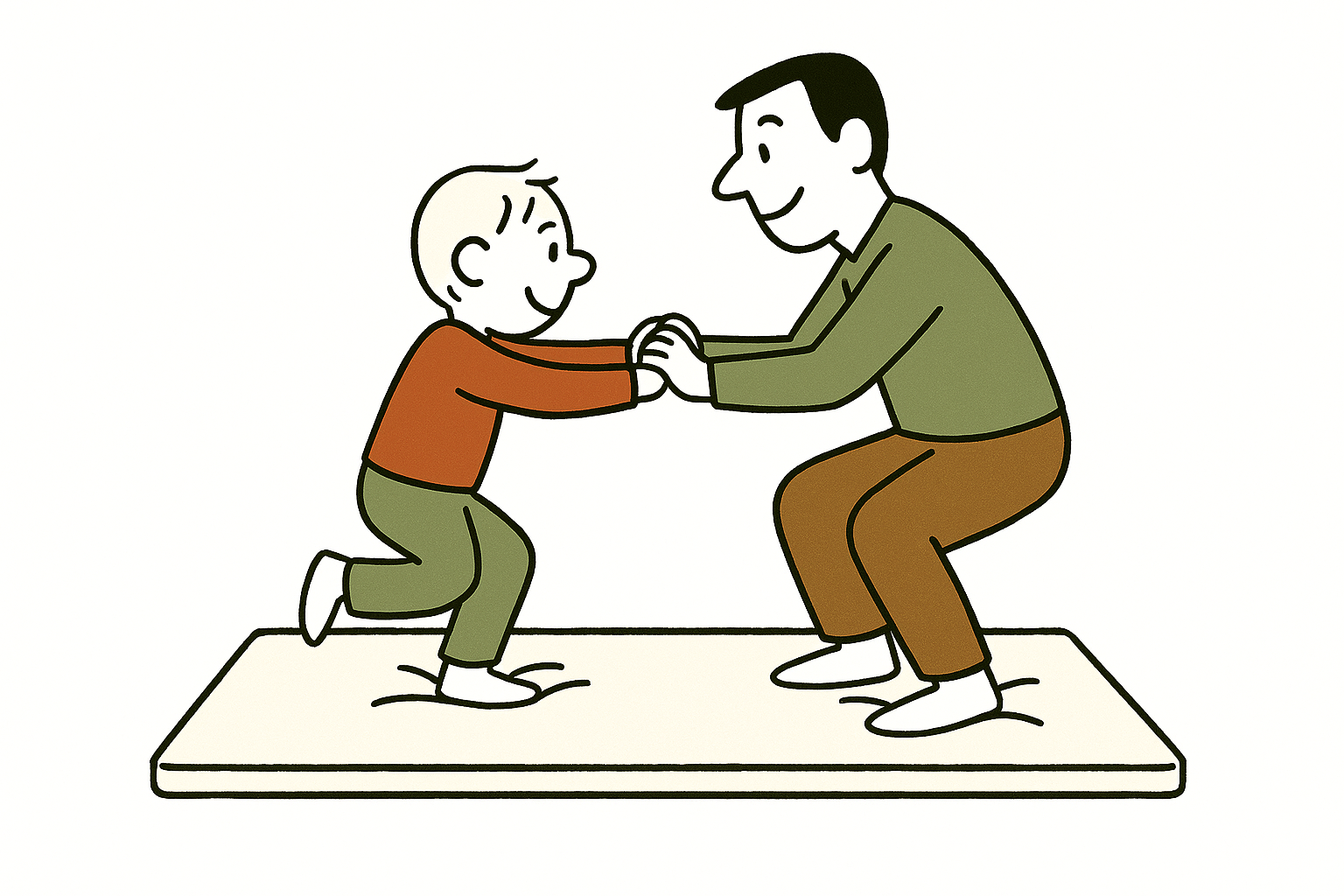 침대 위 닭싸움 놀이 일러스트