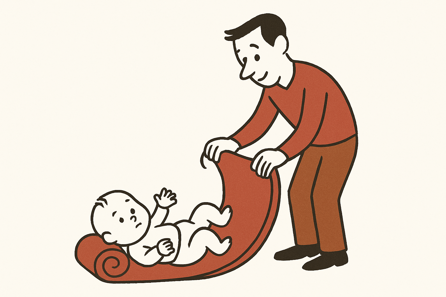 이불 롤링 놀이 일러스트