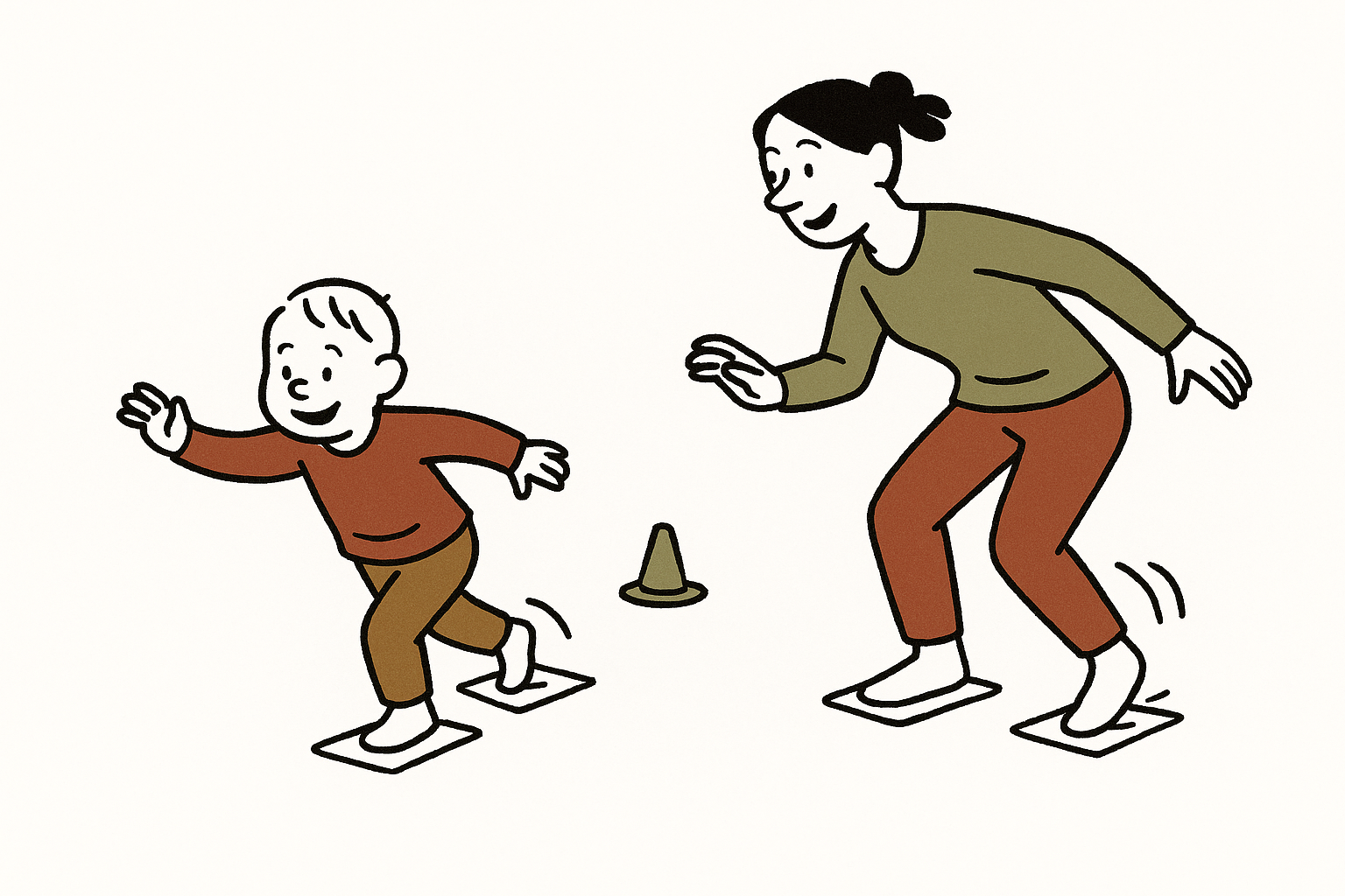 수건 스피드 스케이팅 놀이 일러스트