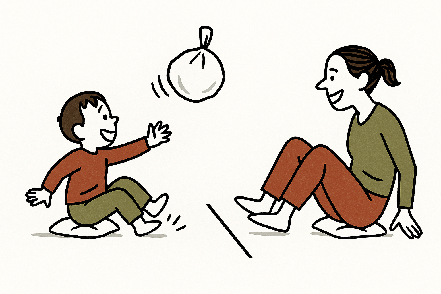 봉지 엉덩이 배구 놀이 일러스트